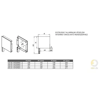   2. Redőnytok végprofil (90 fokos vakolható INTERMO tokhoz) 165 mm, nyers