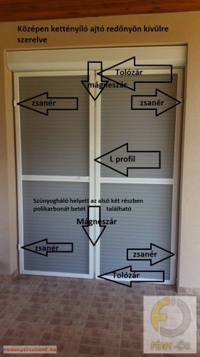 3. Szúnyogháló ajtó szett - egyedi méretre gyártott (POLIKARBONÁT BETÉTTEL) - KÉTOLDALRA NYÍLÓ SZÚNYOGHÁLÓ AJTÓ